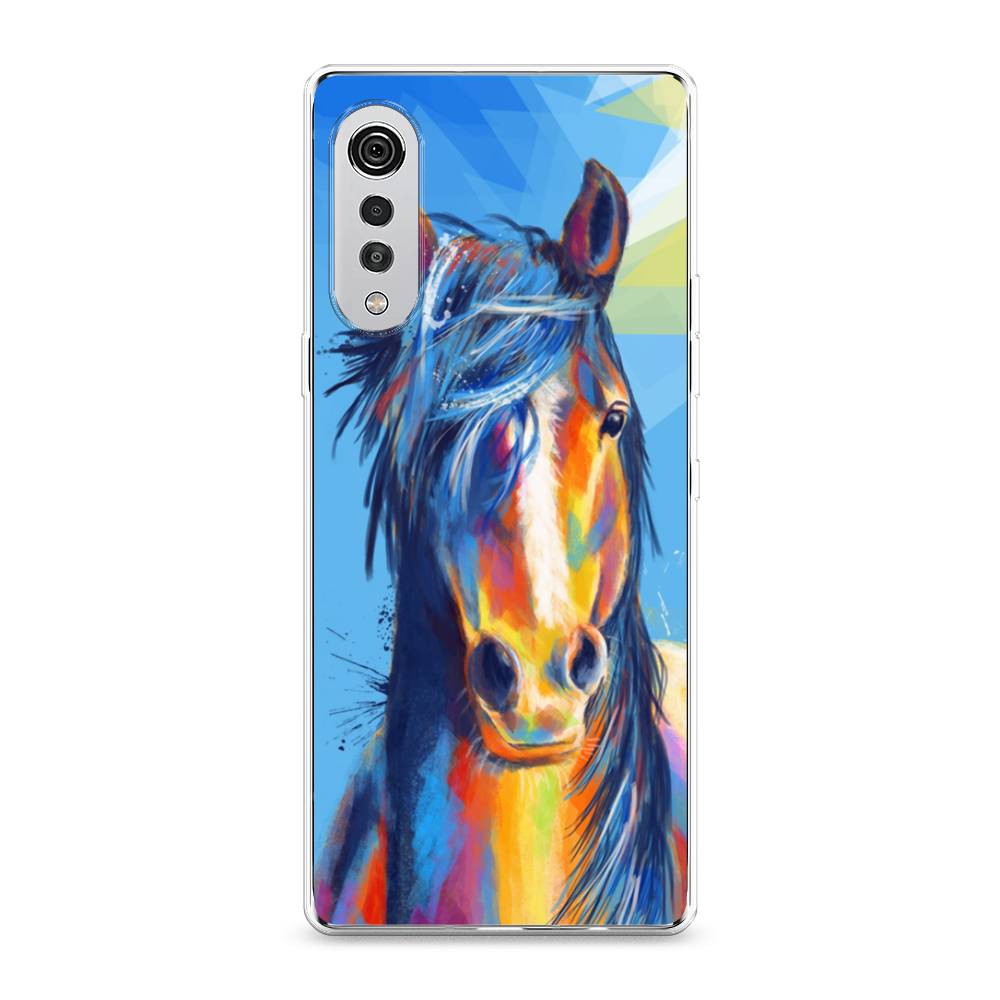 

Чехол на LG Velvet 4G "Лошадь арт 3", Голубой;желтый;синий, 84450-1