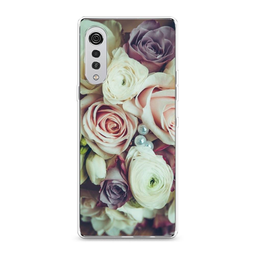 

Чехол на LG Velvet 4G "Свадебный букет", Белый;фиолетовый, 84450-2