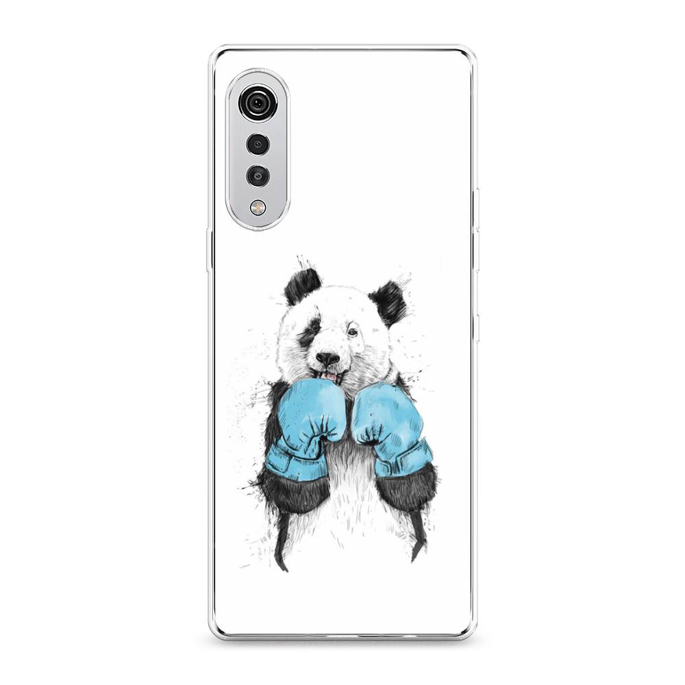 

Чехол на LG Velvet 4G "Панда боксер", Голубой;белый;серый, 84450-1