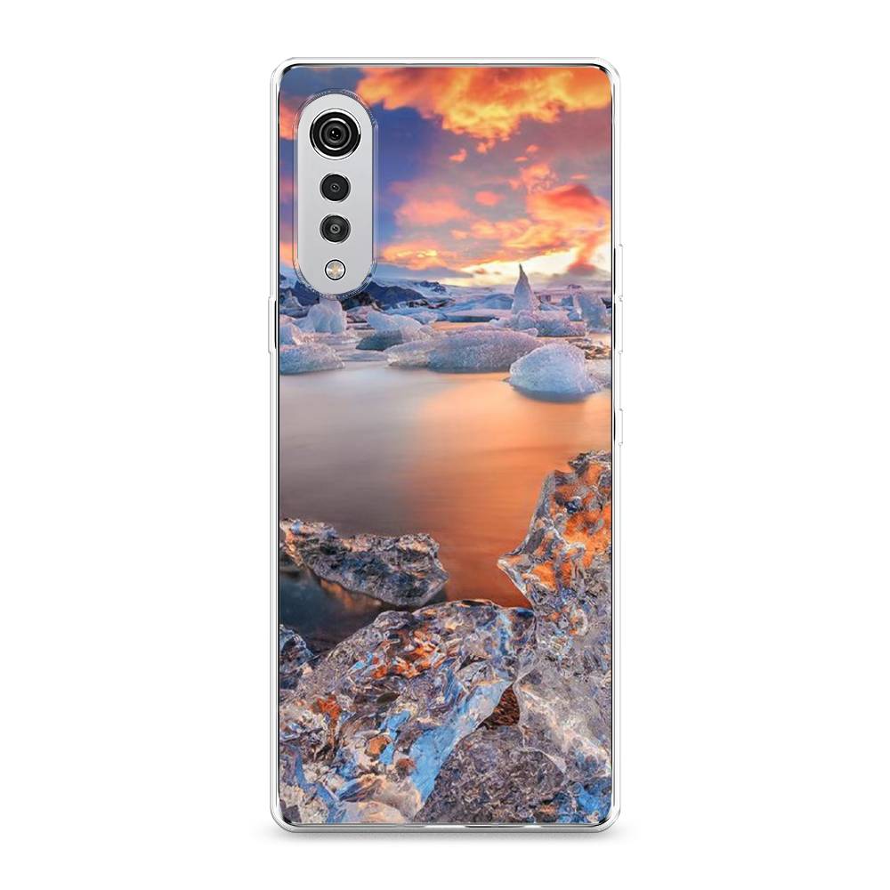 

Чехол на LG Velvet 4G "Ледники", Синий;оранжевый, 84450-2