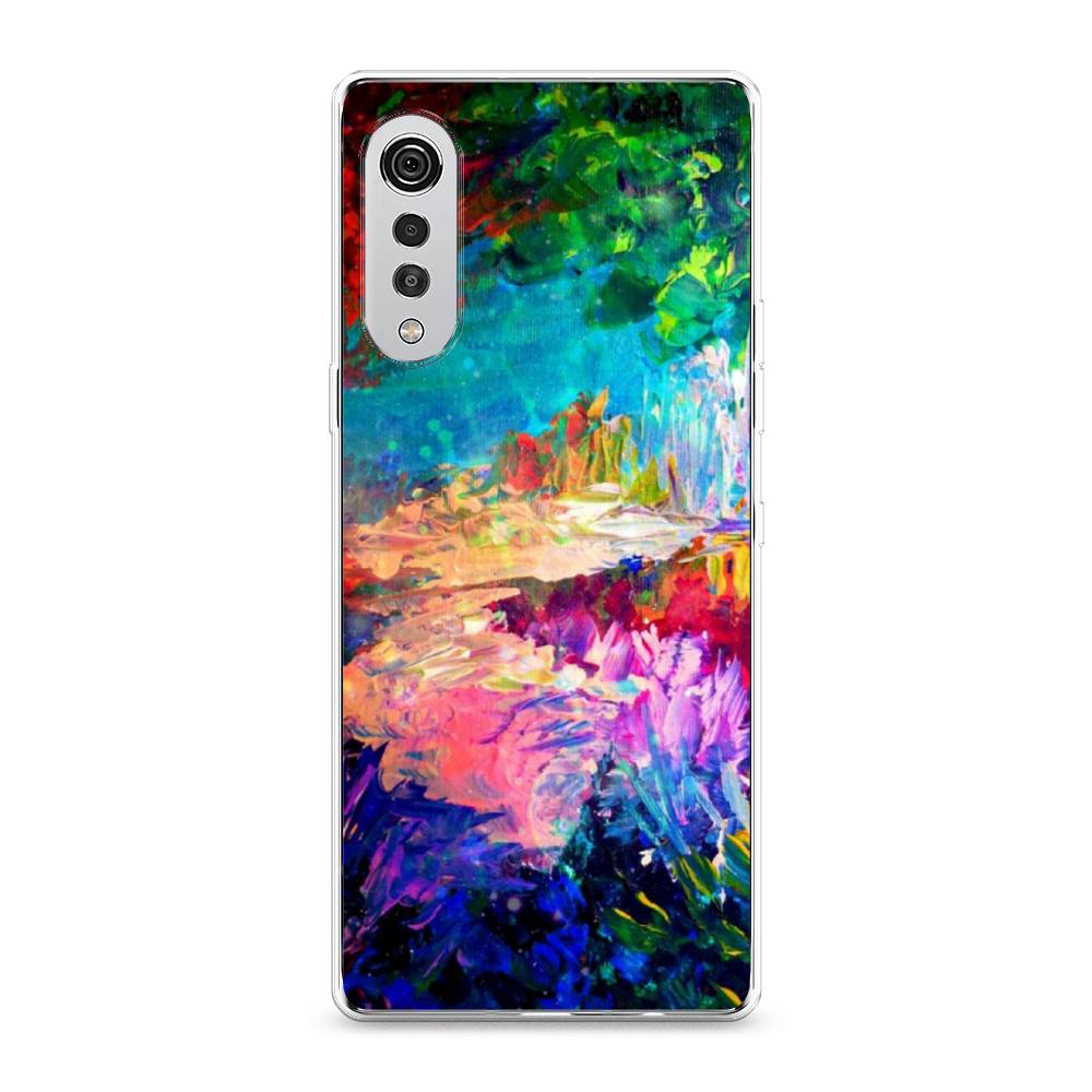 

Чехол на LG Velvet 4G "Лес-гуашь", Синий;розовый;зеленый, 84450-4