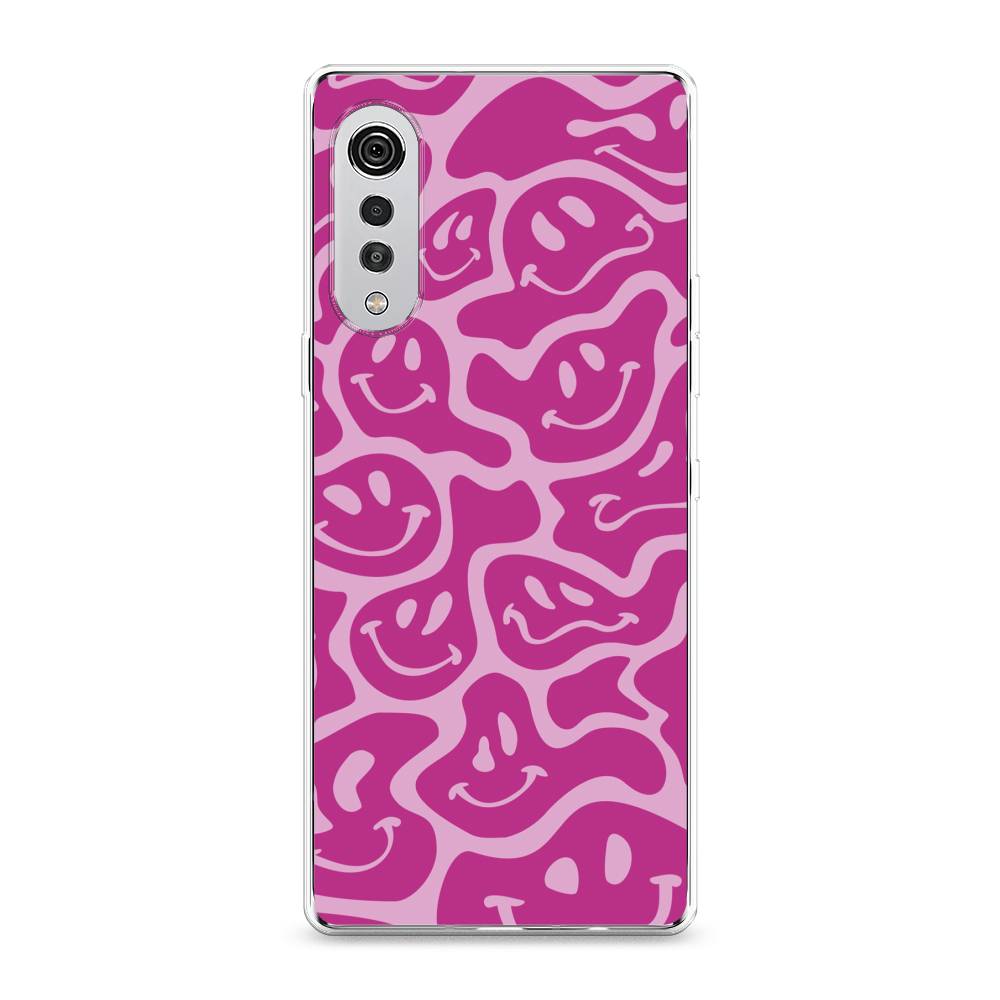 

Чехол на LG Velvet 4G "Расплывчатые смайлики розовые", Фиолетовый, 84450-6