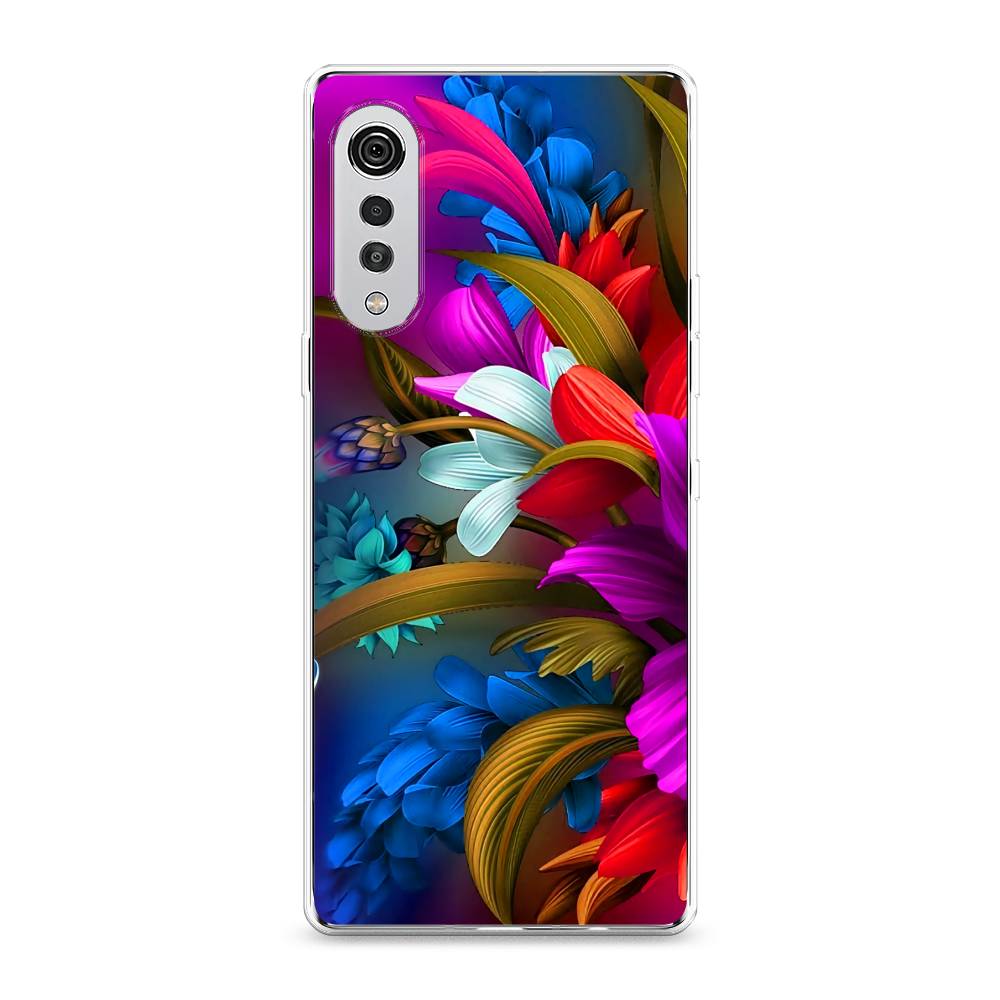 

Чехол на LG Velvet 4G "Фантастические цветы", Фиолетовый;красный;синий, 84450-2