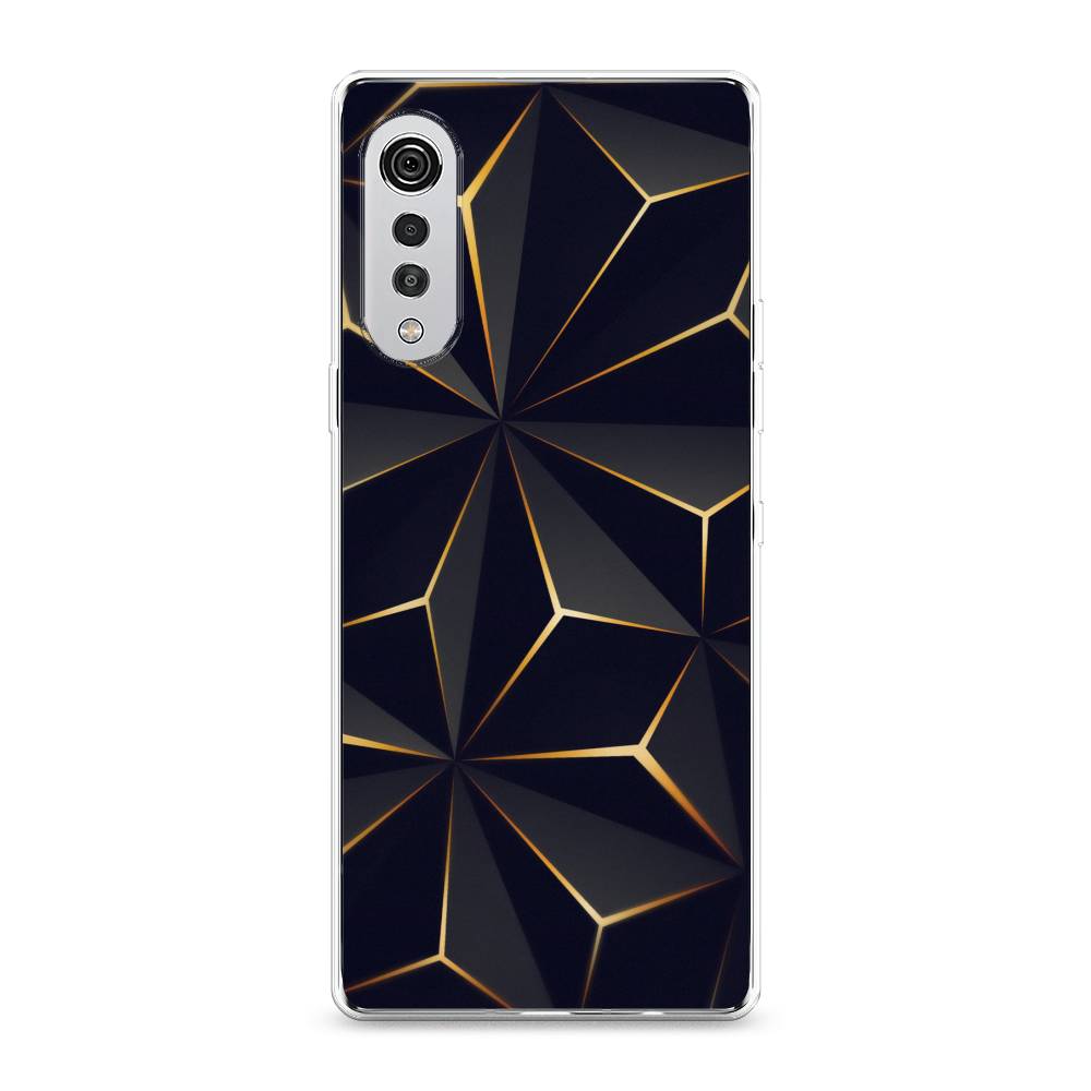 

Чехол на LG Velvet 4G "Черные полигоны", Золотистый;черный, 84450-3