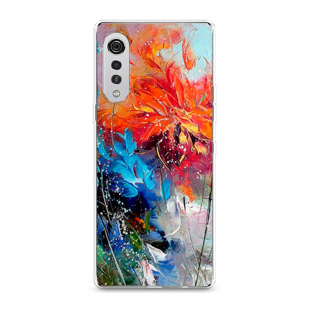 

Чехол на LG Velvet 4G "Абстрактные цветы", Оранжевый;синий, 84450-4