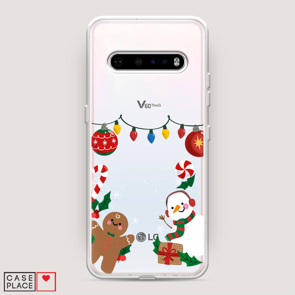 

Чехол на LG V60 "Новогоднее настроение", Коричневый;красный;зеленый, 84250-5