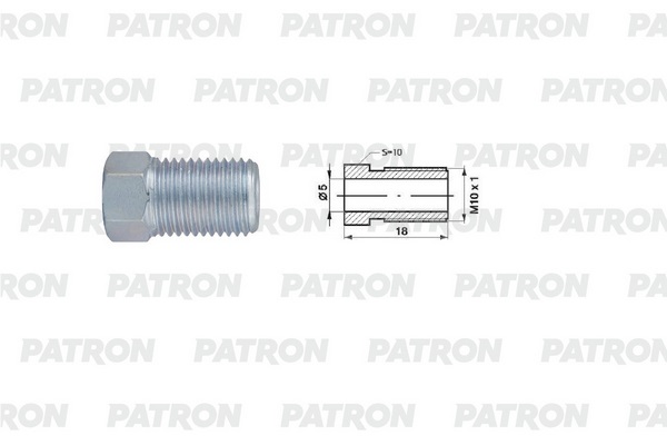 

Штуцер Штуцер универсальный M10X1,0, L=18MM, S=10, D=5MM PATRON PHL5100116