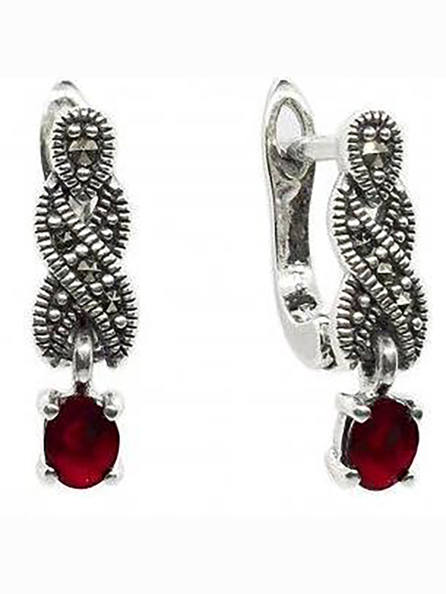 

Серьги с марказитами и корундами из серебра Марказит HE271-14315, HE271-14315