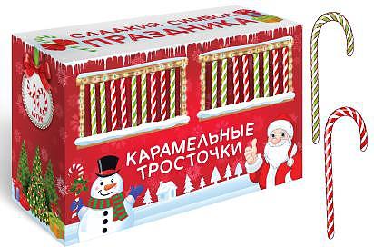 

Карамельные тросточки Сладкая Сказка Новогодние со вкусом яблока и клубники 120 г