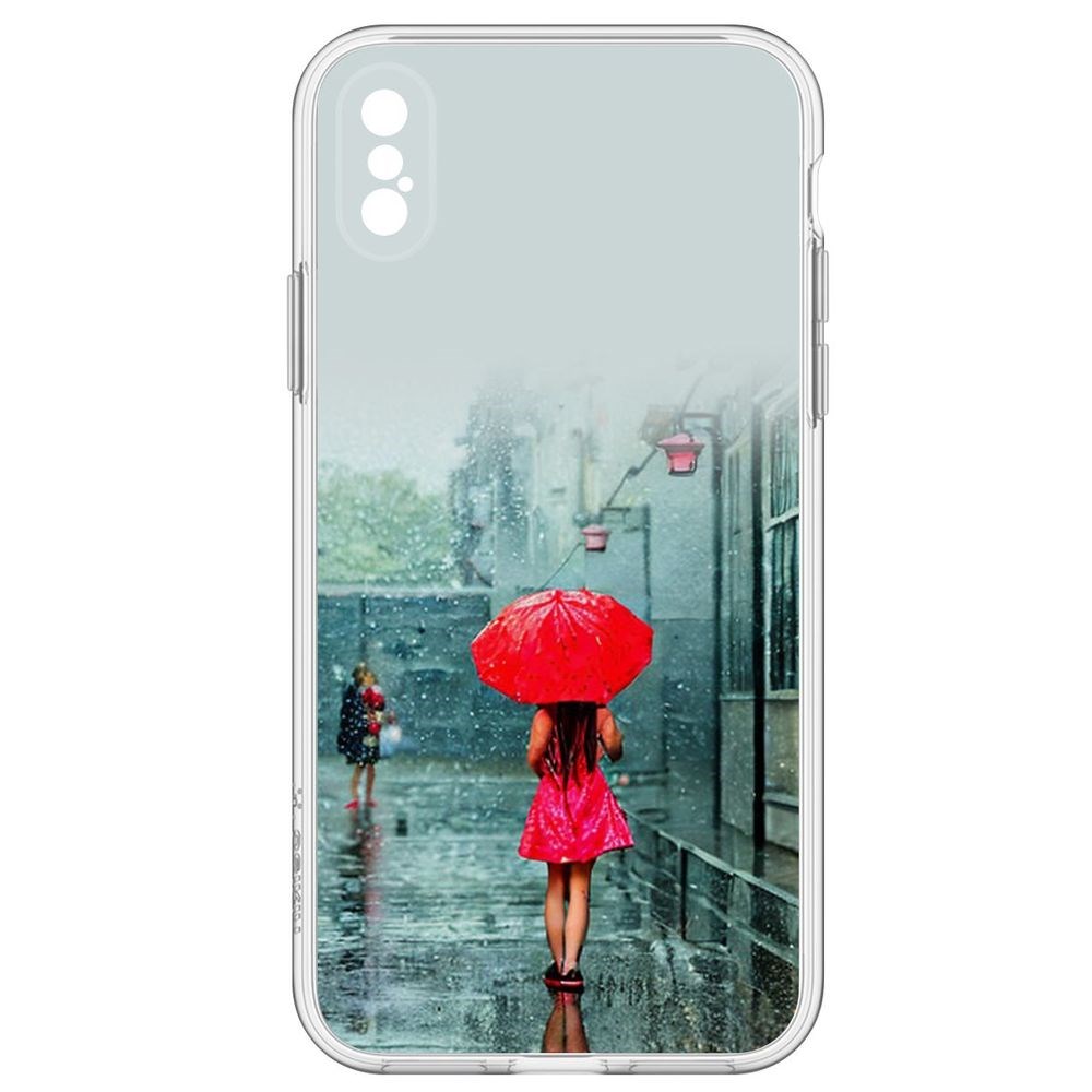 

Чехол-накладка Красный зонтик для iPhone XS, Прозрачный