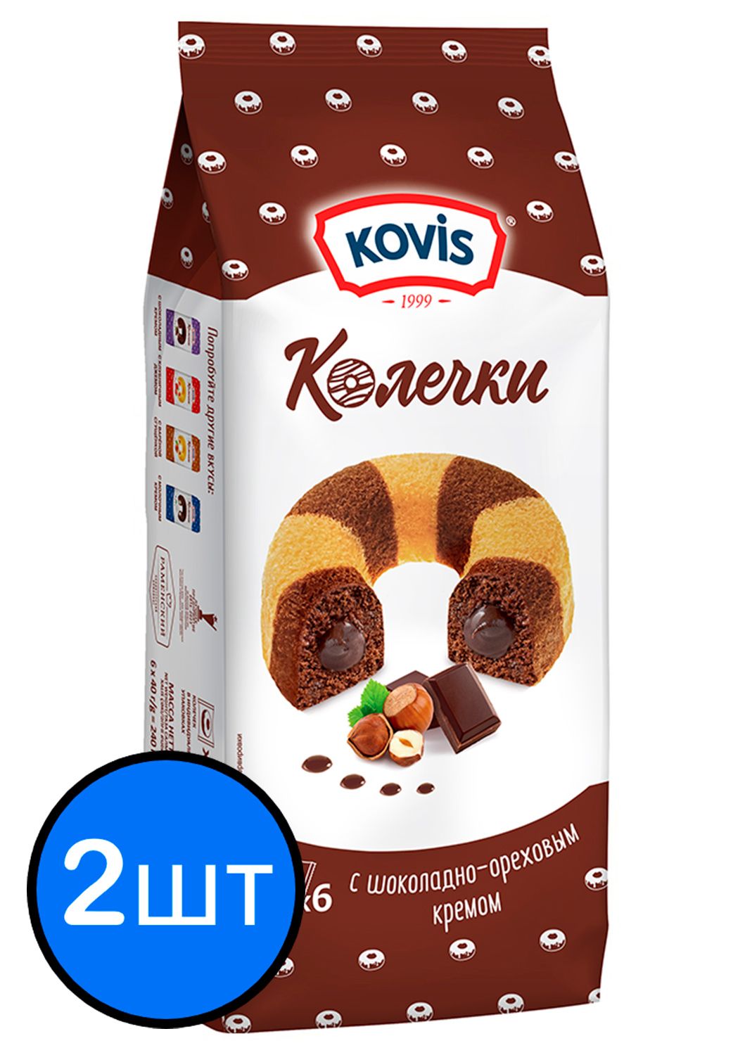 

Сдобные Колечки с шоколадно-ореховым кремом Kovis (Ковис), 240г х 2шт