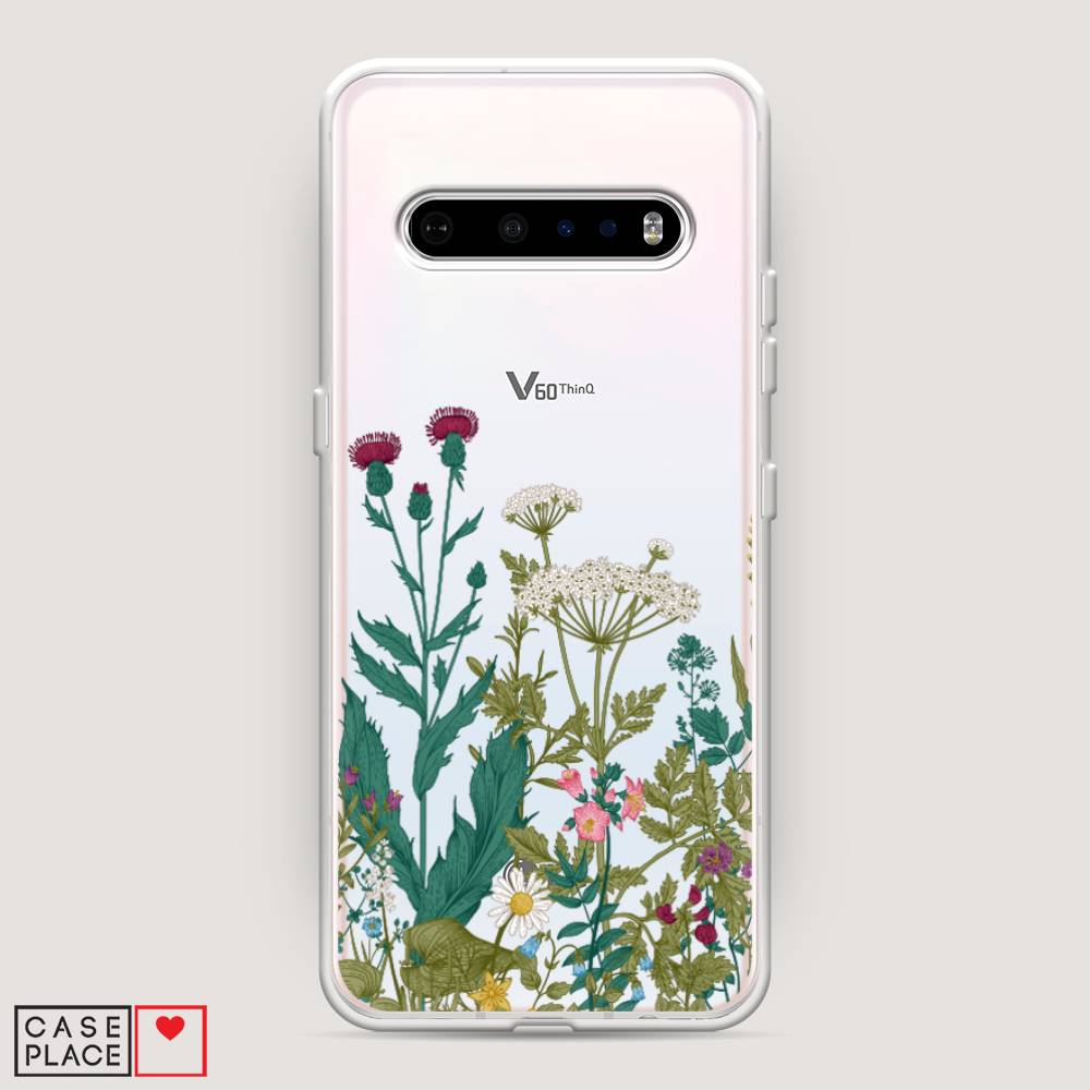 

Чехол на LG V60 "Дикие полевые цветы", Зеленый;розовый;белый, 84250-2
