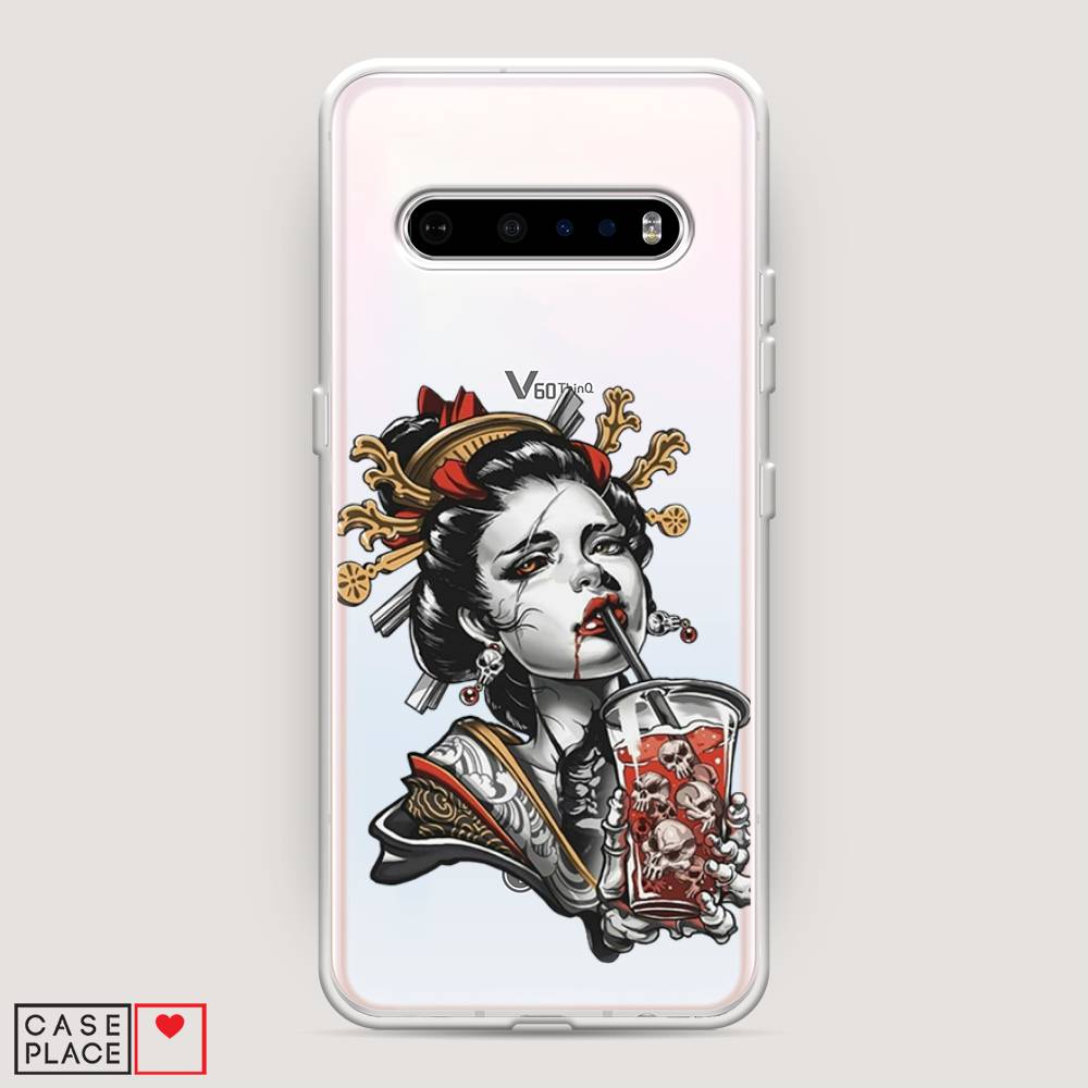 

Чехол на LG V60 "Опасная гейша", Красный;черный;серый, 84250-4