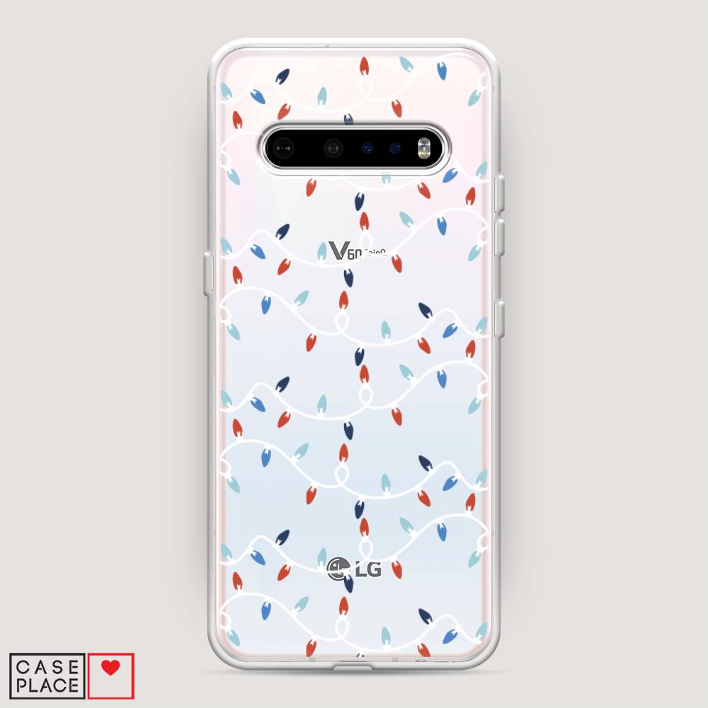 

Чехол на LG V60 "Разноцветная гирлянда", Белый;красный;синий, 84250-5