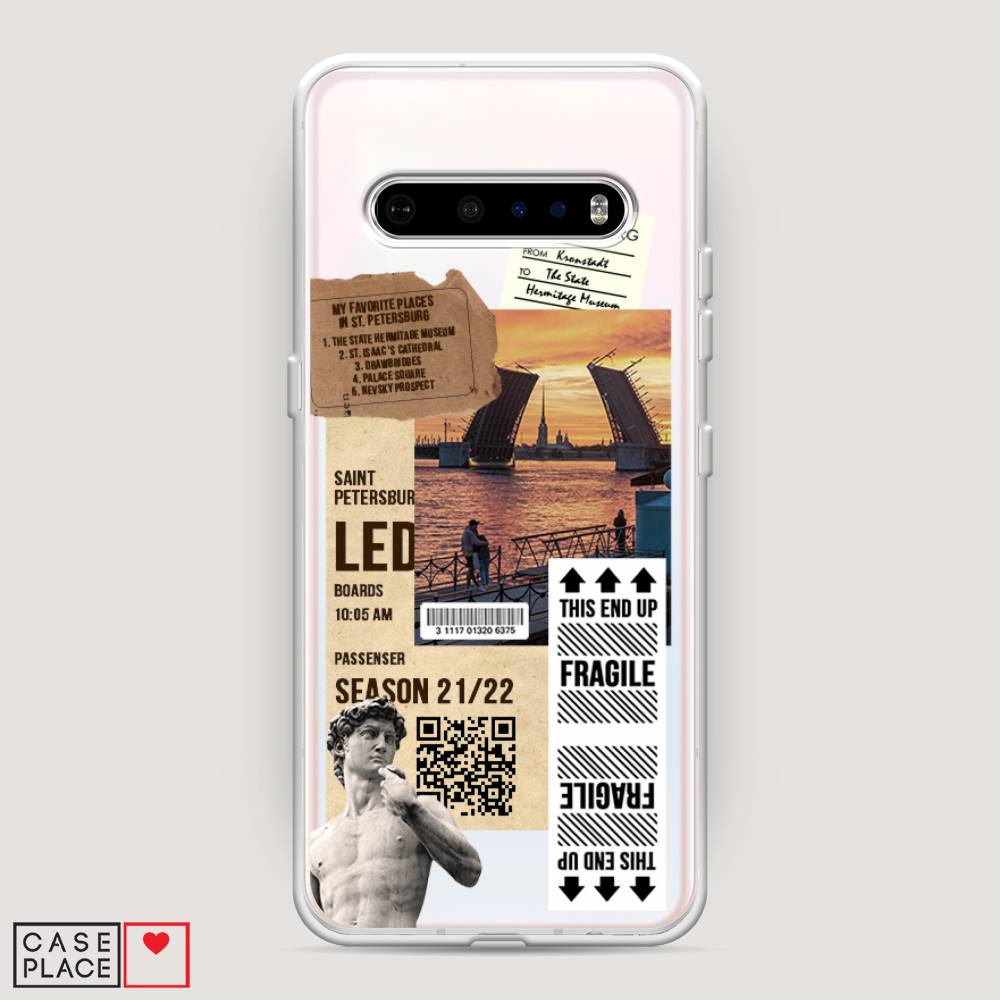 

Чехол на LG V60 "Санкт-Петербург коллаж", Коричневый;бежевый;белый, 84250-6