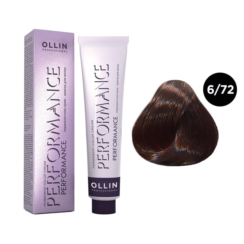 Краска для волос Ollin Professional 6/72 темно-русый коричнево-фиолетовый, 60 мл стойкая крем краска для волос londa professional 7 75 блонд коричнево красный