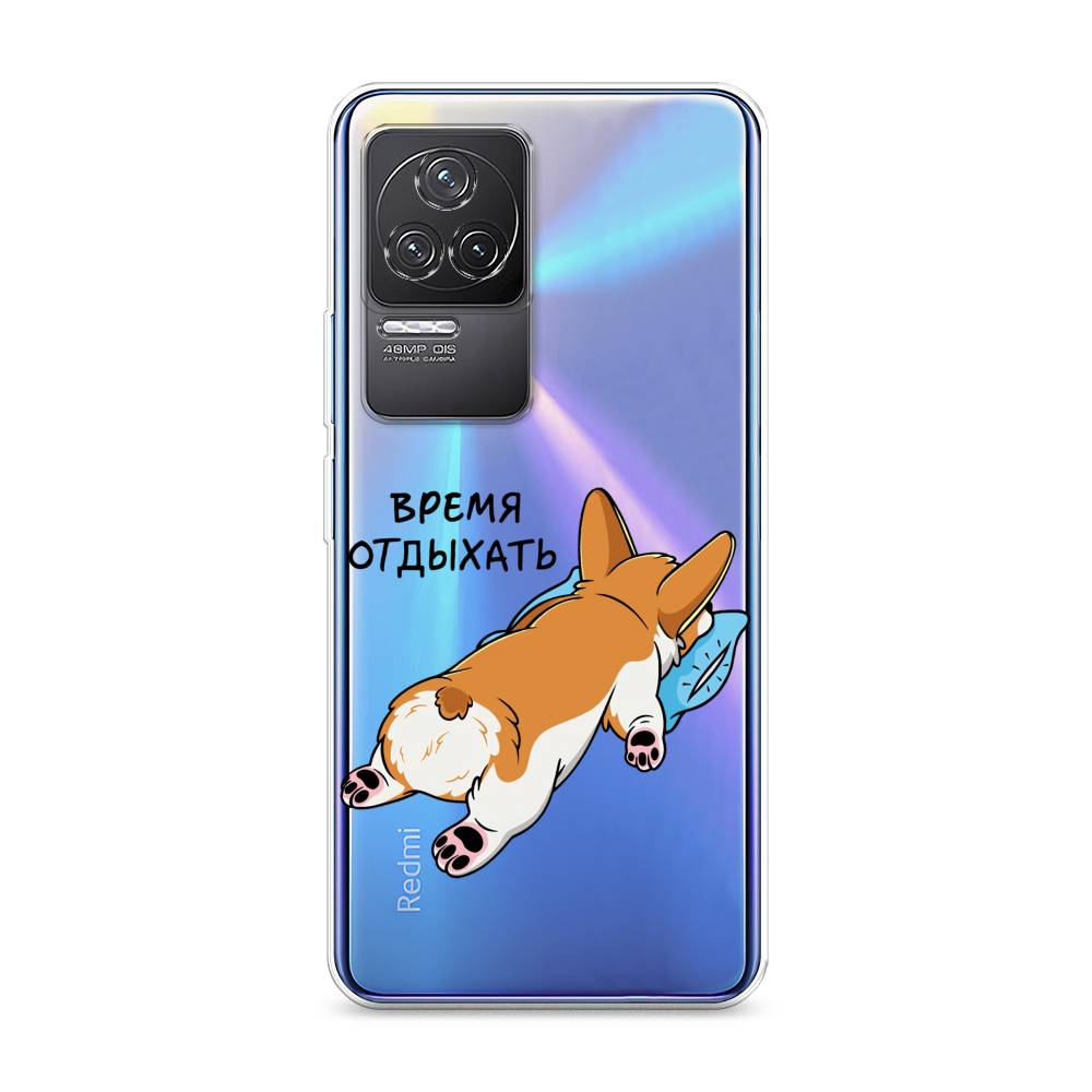 

Чехол на Xiaomi Redmi K50 "Корги отдыхает", Черный;коричневый;голубой, 312250-1