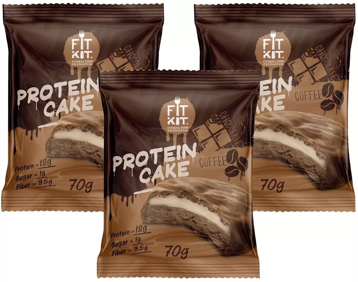 

Печенье Fit Kit Protein Cake 3 70 г, 3 шт., шоколад/кофе, Protein Cake 3