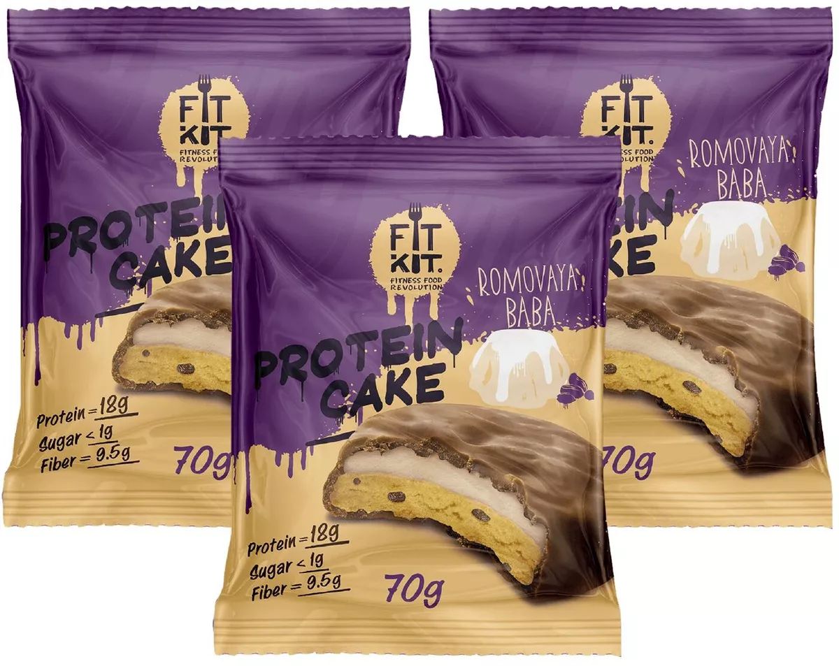 

Печенье Fit Kit Protein Cake 3 70 г, 3 шт., ромовая баба, Protein Cake 3