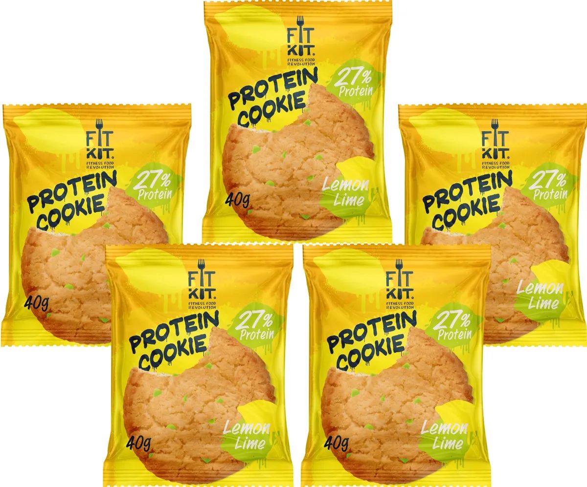 Печенье Fit Kit Protein Cookie 5 40 г, 5 шт., лимон/лайм