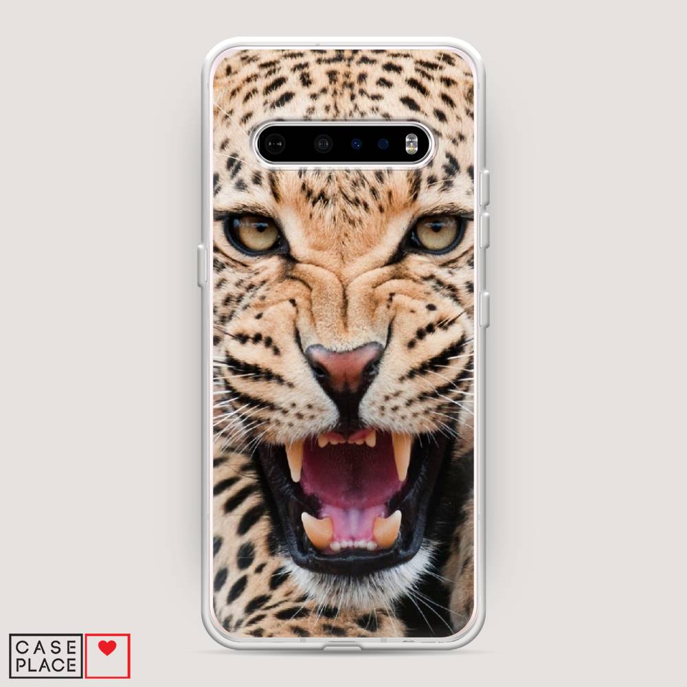 

Чехол на LG V60 "Леопард 3d", Бежевый;черный, 84250-6