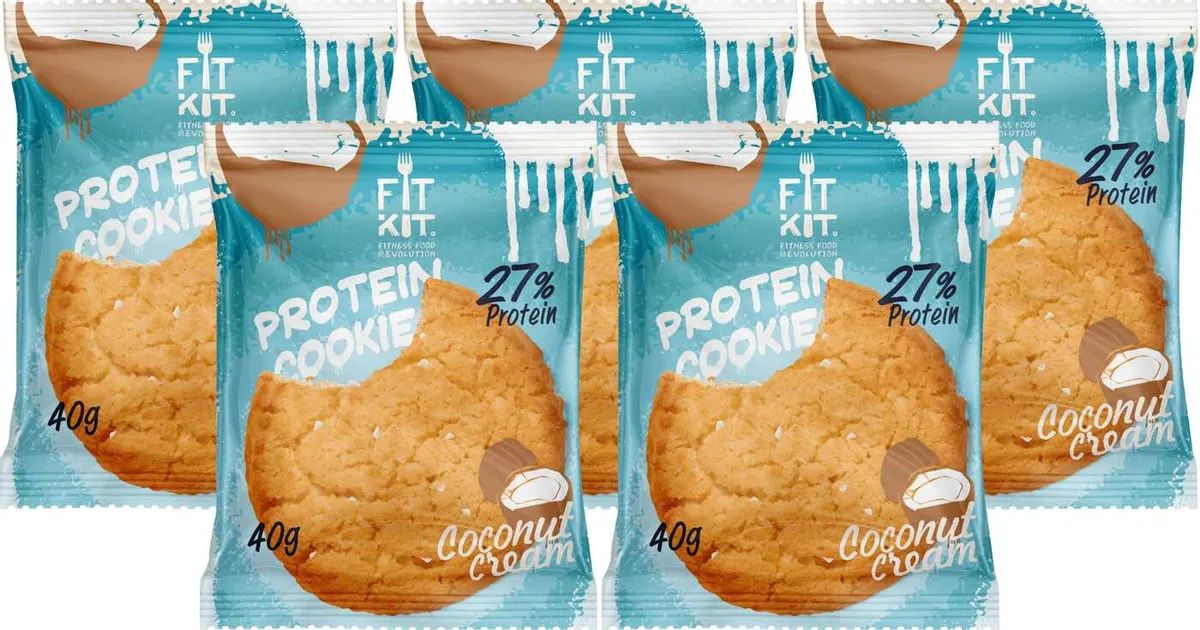 

Печенье Fit Kit Protein Cookie 5 40 г, 5 шт., кокосовый крем, Protein Cookie 5