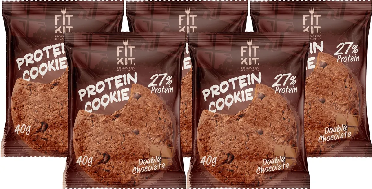фото Печенье fit kit protein cookie 5 40 г, 5 шт., двойной шоколад