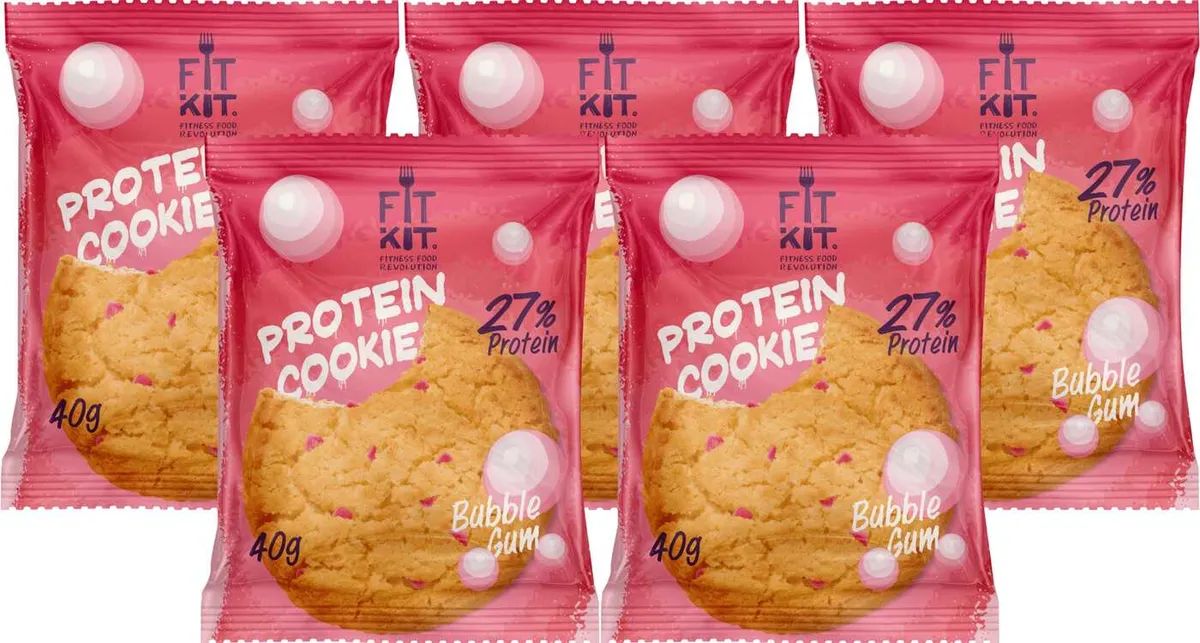 

Печенье Fit Kit Protein Cookie 5 40 г, 5 шт., бабл-гам, Protein Cookie 5