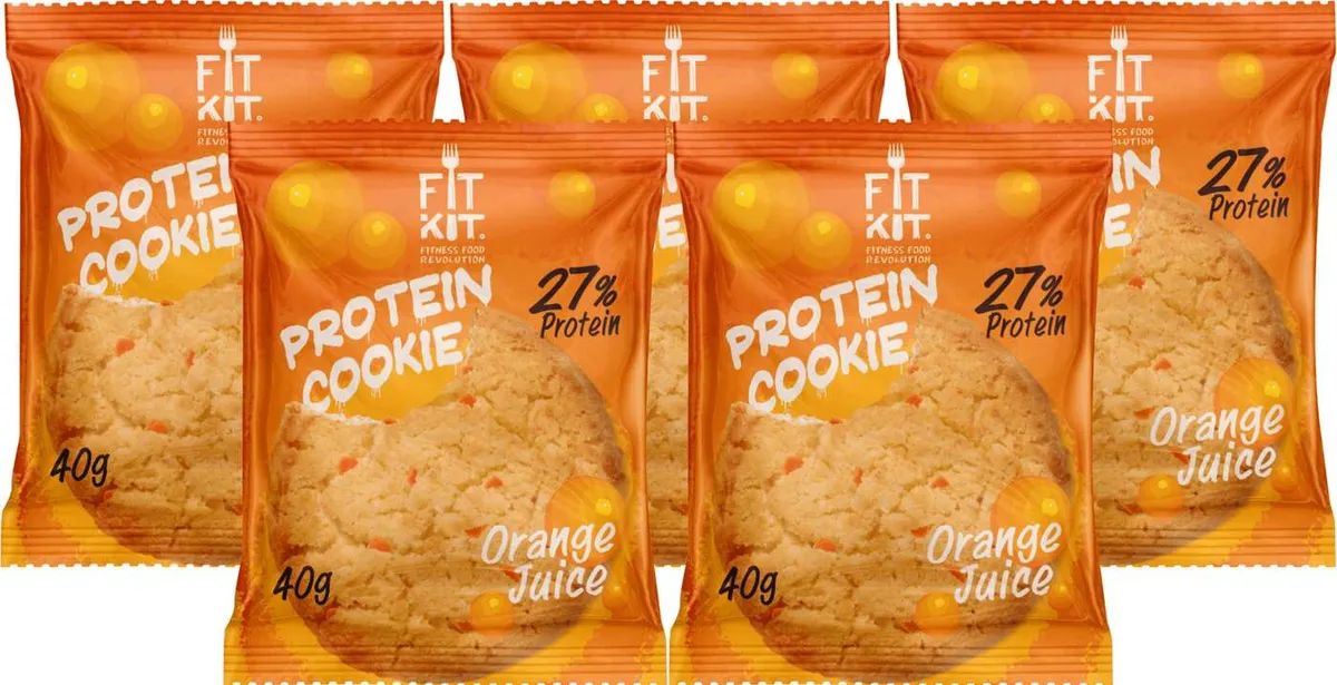 

Печенье Fit Kit Protein Cookie 5 40 г, 5 шт., апельсиновый сок, Protein Cookie 5