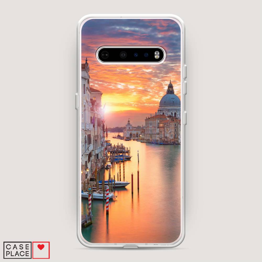 

Чехол на LG V60 "Восход 11", Розовый;оранжевый, 84250-2