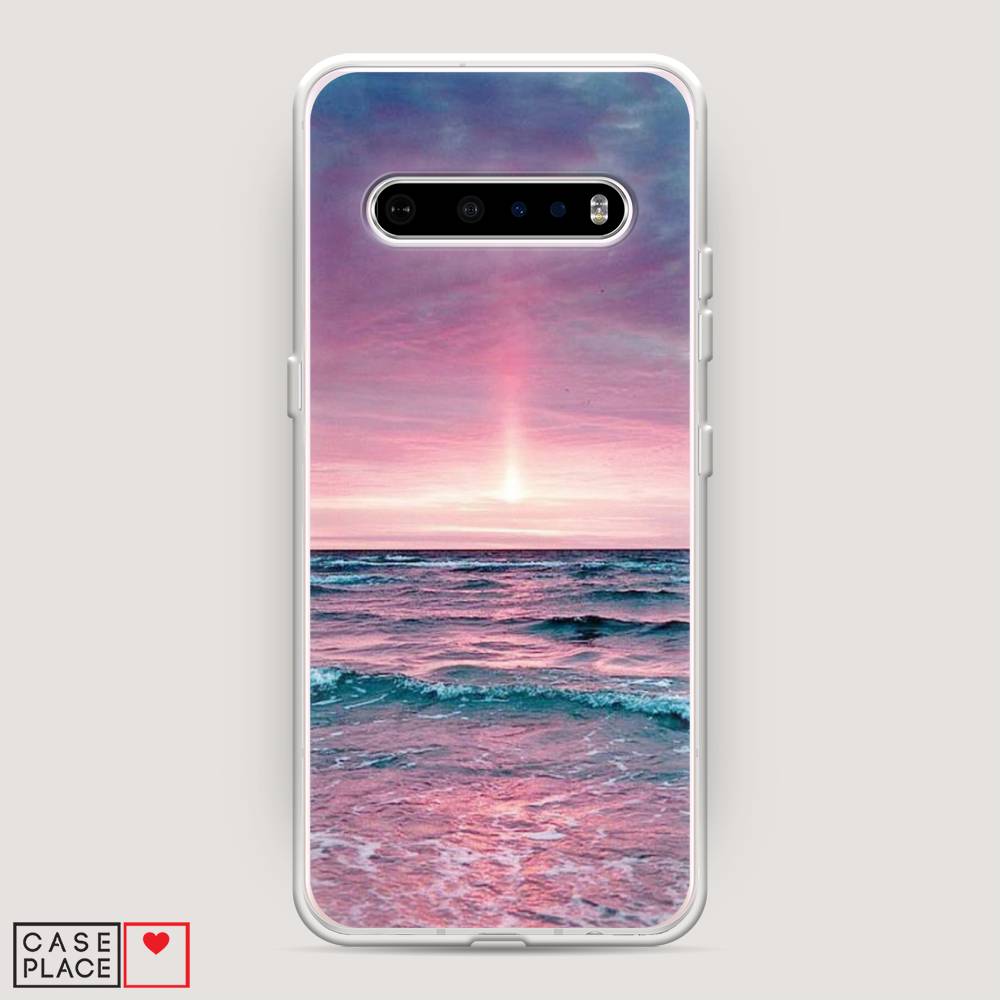

Чехол на LG V60 "Восход 3", Розовый;голубой, 84250-2