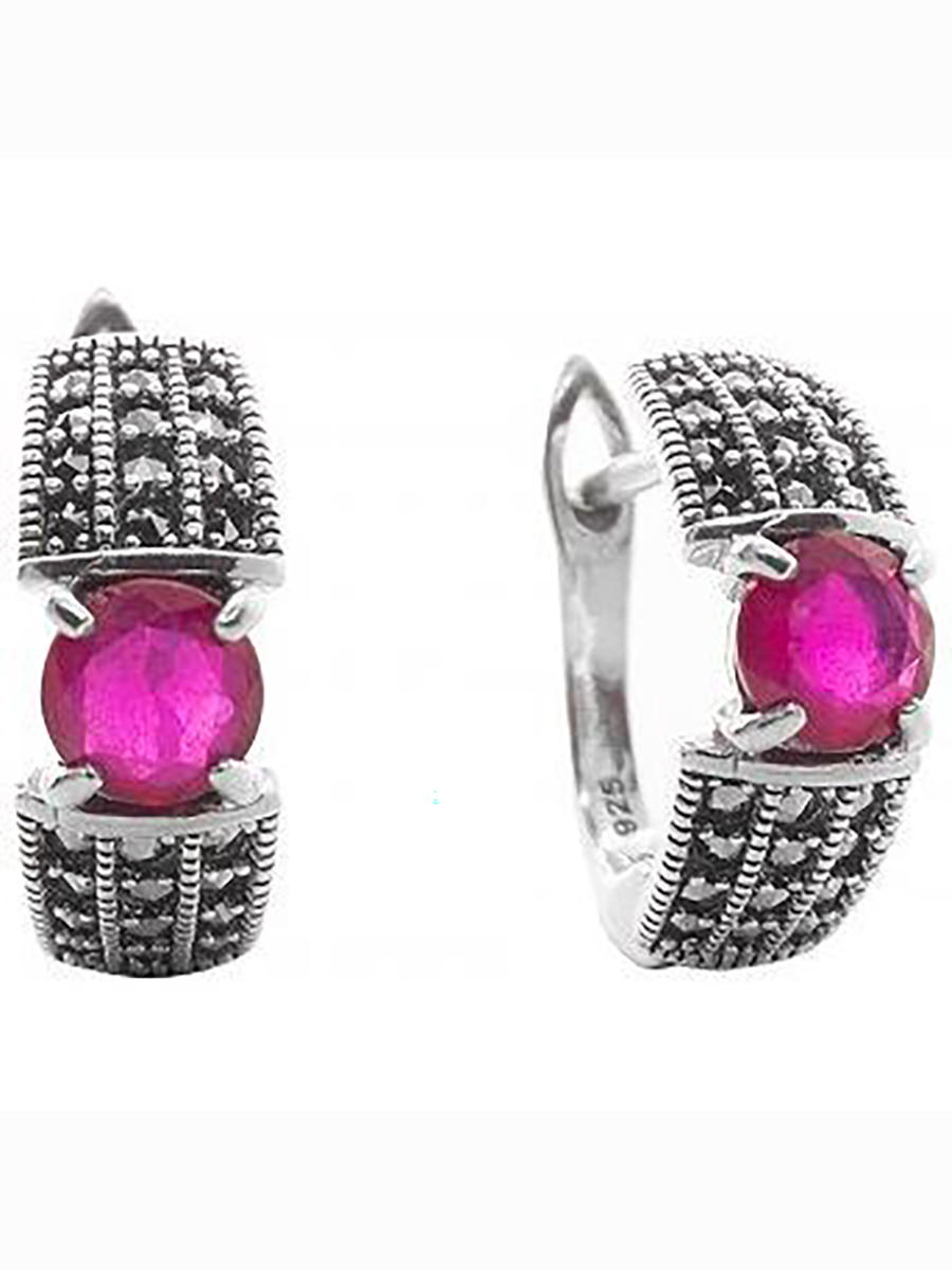 

Серьги с марказитами и корундами из серебра Марказит HE1454-12957, HE1454-12957