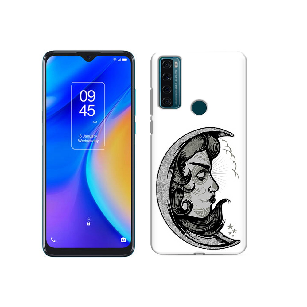

Чехол MyPads Tocco для TCL 20 SE черно белая луна с лицом, Прозрачный, Tocco