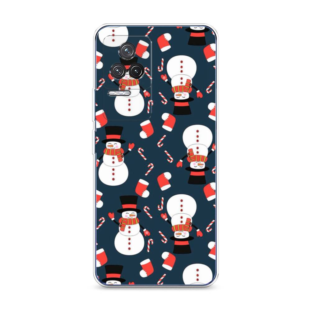 

Чехол на Xiaomi Redmi K50 "Синие снеговики", Синий;белый;красный, 312250-5