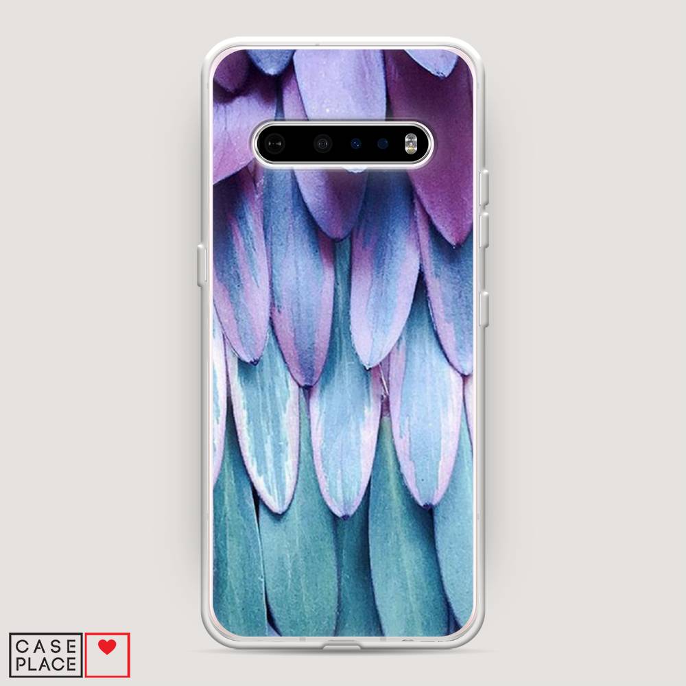 

Чехол на LG V60 "Синее перо", Фиолетовый;голубой, 84250-3