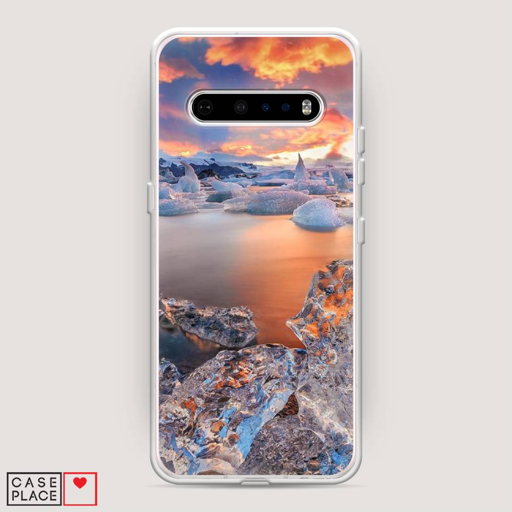 

Чехол на LG V60 "Ледники", Синий;оранжевый, 84250-2