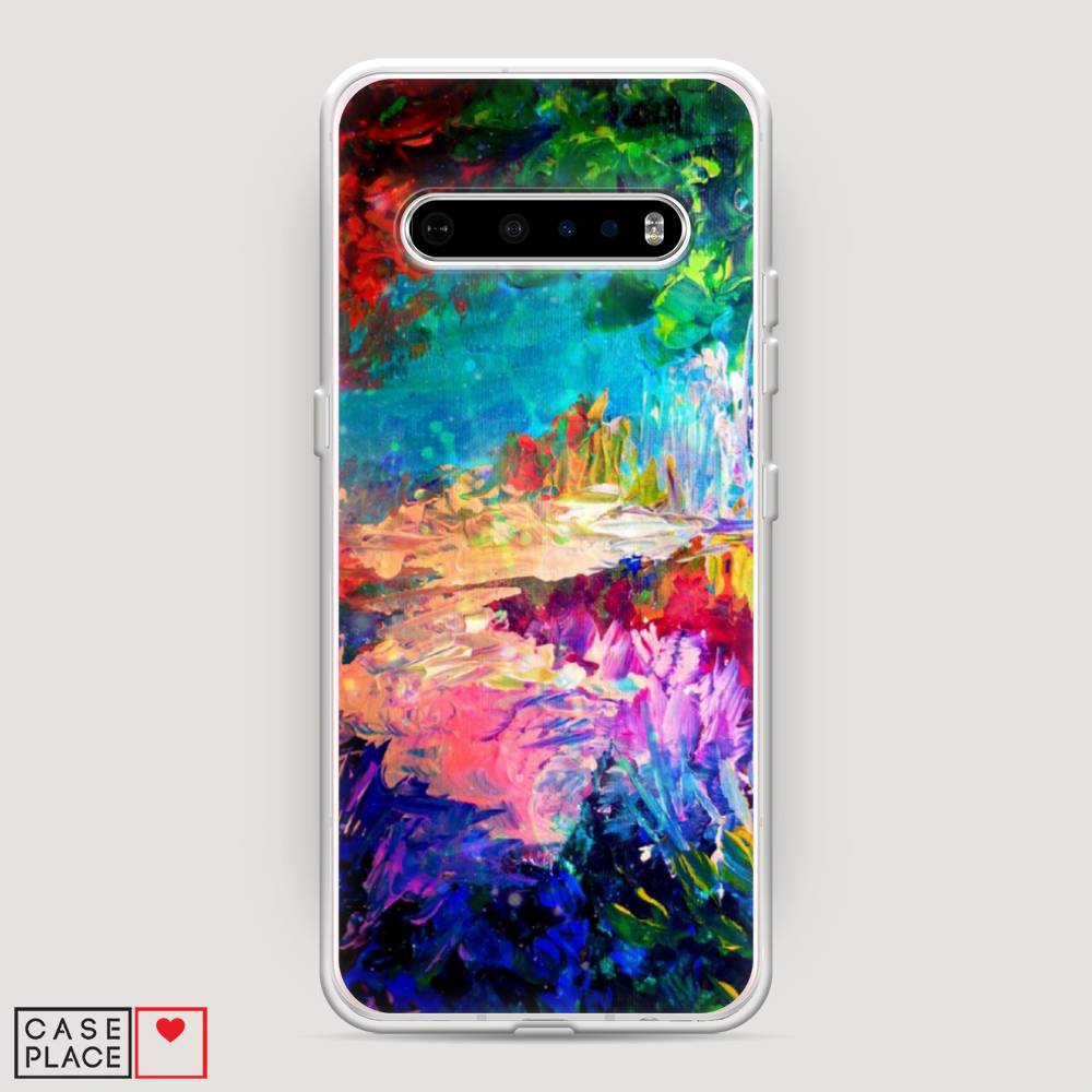 

Чехол на LG V60 "Лес-гуашь", Синий;розовый;зеленый, 84250-4