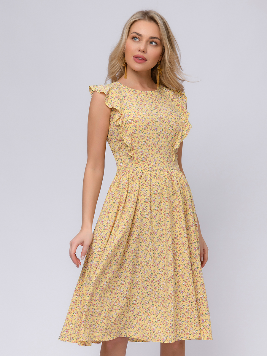 Платье женское 1001dress 0101315 желтое 40 RU