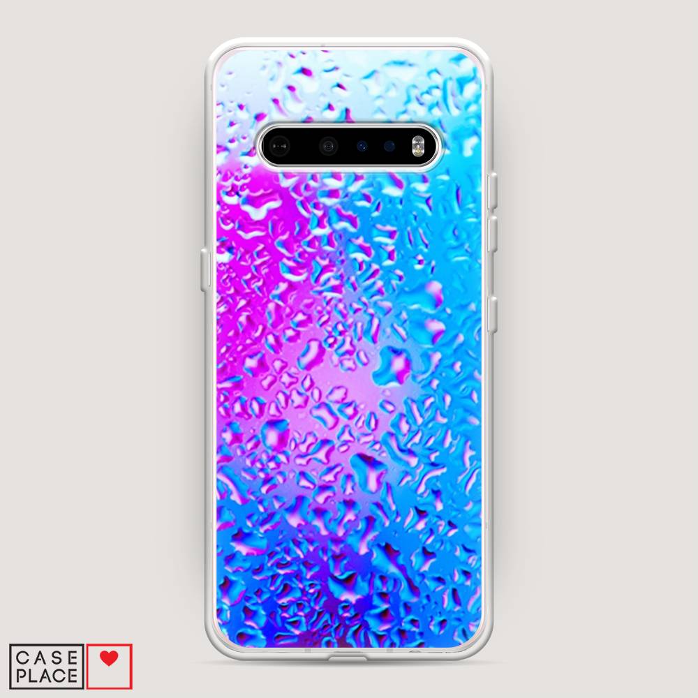 

Чехол на LG V60 "Капли на стекле", Голубой;розовый, 84250-3