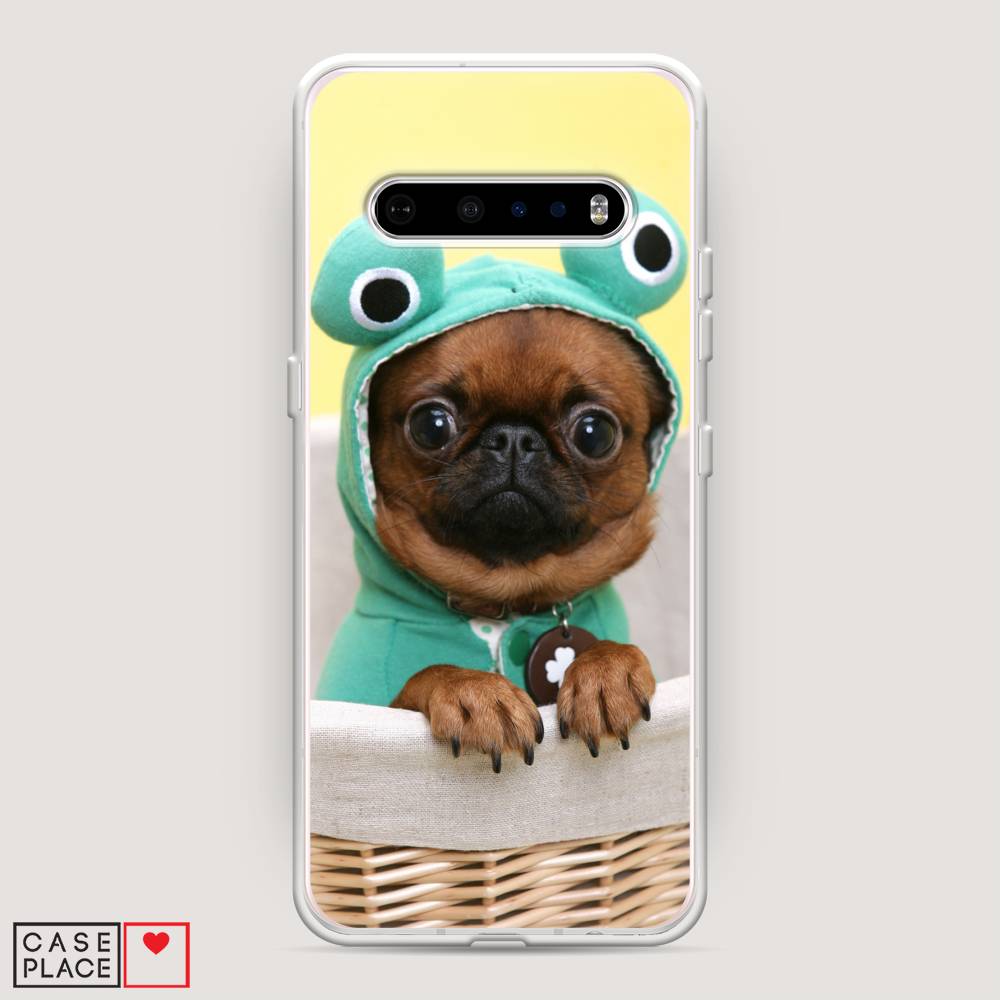 

Чехол на LG V60 "Собачка в шапке лягушки", Коричневый;желтый;голубой, 84250-1