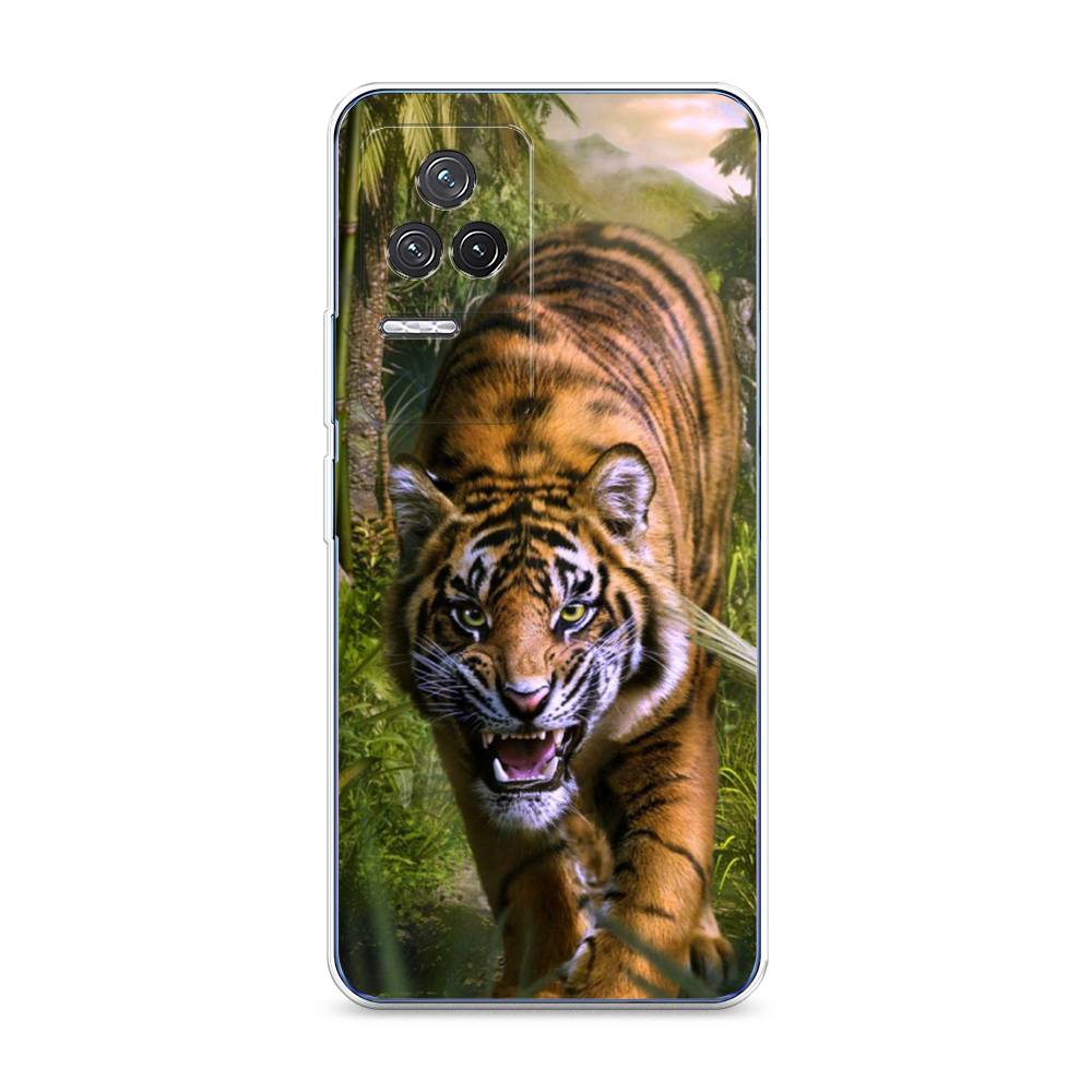 

Чехол на Xiaomi Redmi K50 "Тигр в джунглях 2", Оранжевый;зеленый, 312250-1