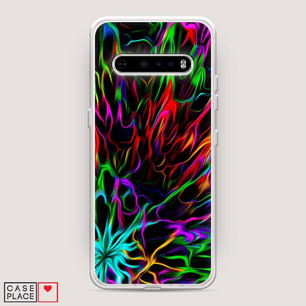 

Чехол на LG V60 "Разноцветные разводы", Голубой;зеленый;оранжевый, 84250-3