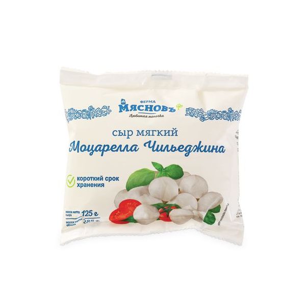 

Сыр мягкий МясновЪ Моцарелла Чильеджина 45% 125 г