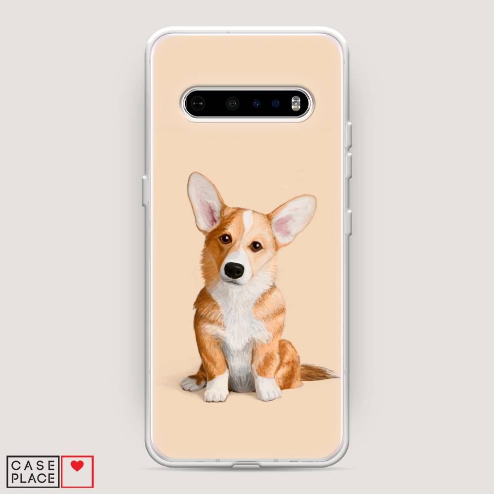 

Чехол на LG V60 "Грустный Корги", Коричневый;бежевый, 84250-1