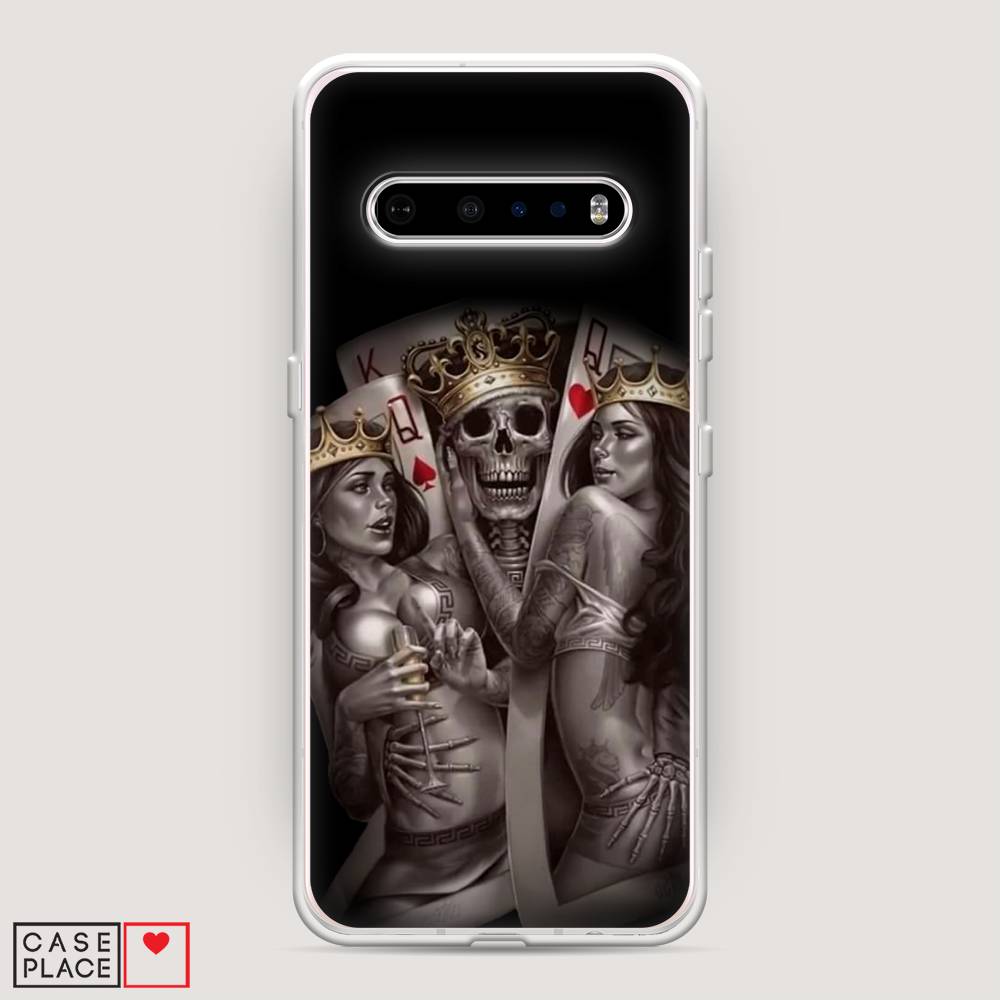 

Чехол на LG V60 "Карты король и королевы", Серый;желтый, 84250-6
