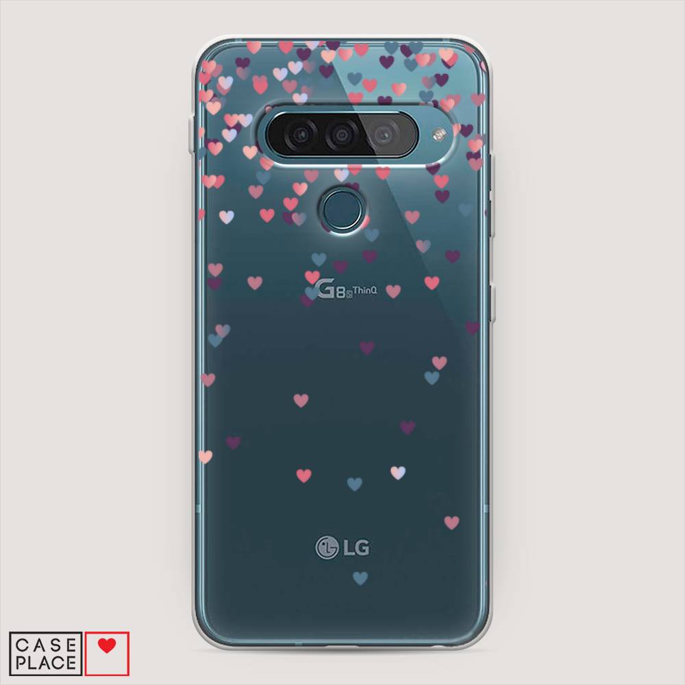 

Чехол для LG G8s ThinQ "Посыпка сердечки", Розовый;фиолетовый, 84050-3