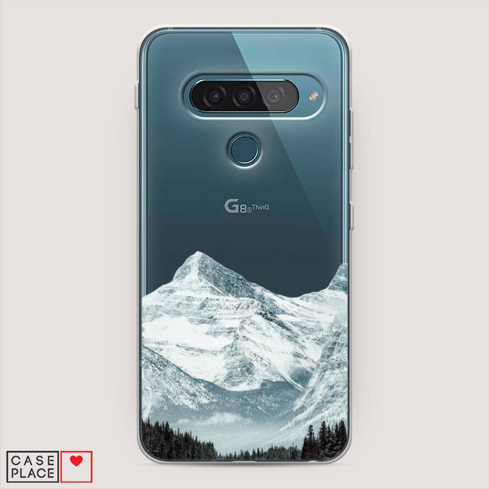 

Чехол на LG G8s ThinQ "Горы арт 1", Белый;зеленый, 84050-2