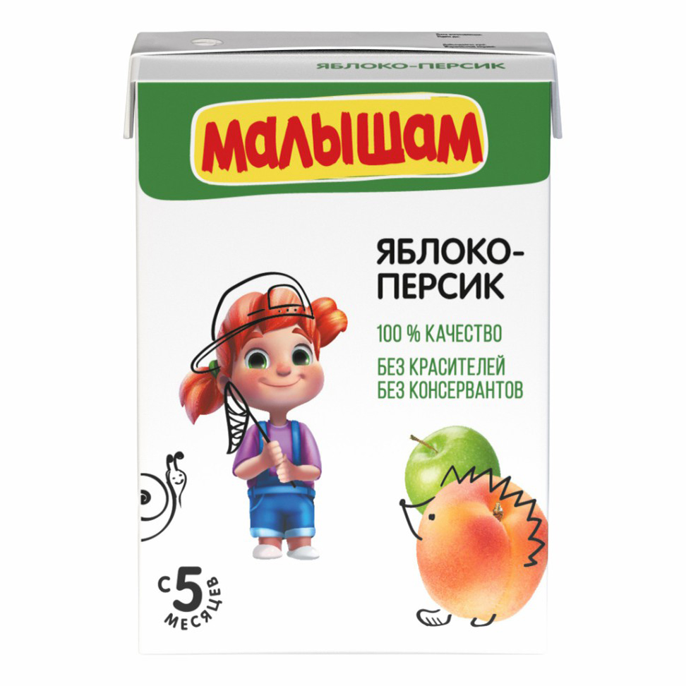 

Нектар Малышам яблоко-персик с 5 месяцев 0,2 л