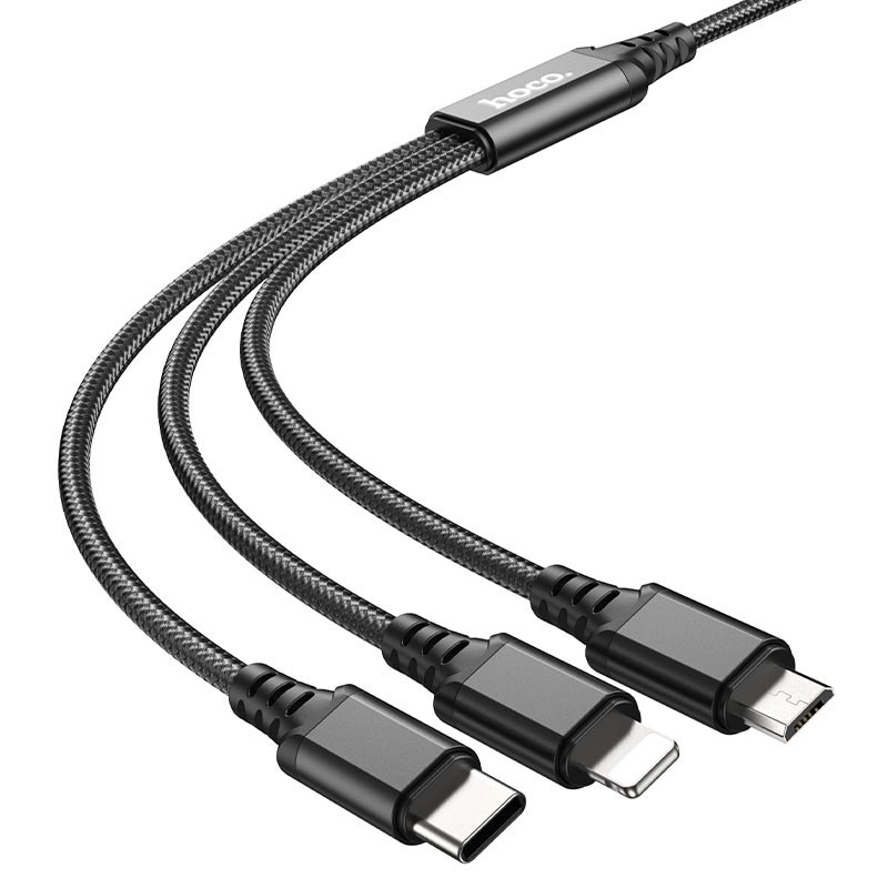 

Кабель Hoco X76 Lightning/USB Type-C/micro USB - USB 1 м черный, X76