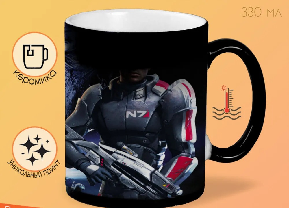 

Кружка CoolPodarok Mass Effect Инопланетянин Синий фон